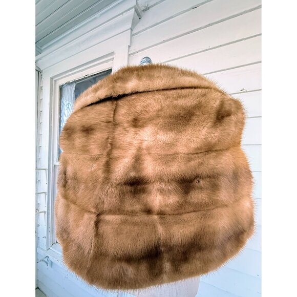 Vintage 50's Brown Mink Stole Capelet With front Pockets - Picture 2 of 16